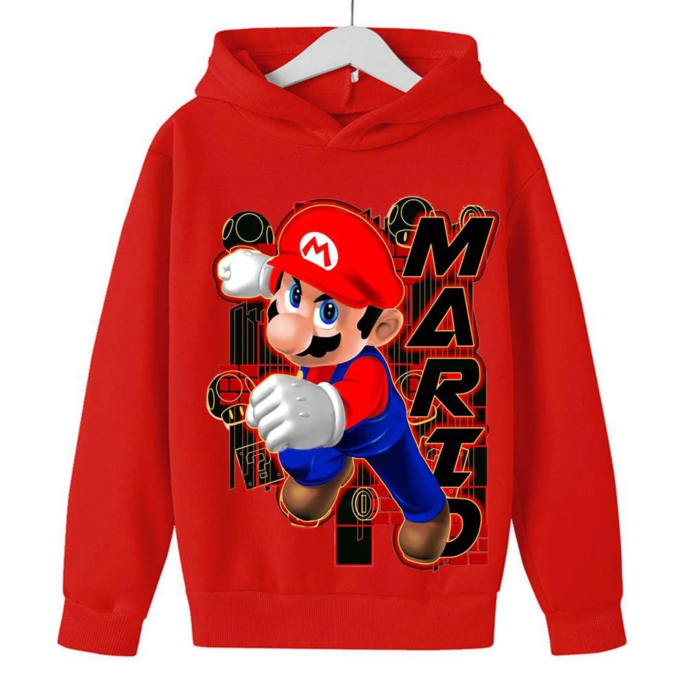 Horká hra Super Mario Bros Dětská mikina s kapucí Dětské chlapecké dívčí oblečení Pulovr Kreslený potisk Top Jarní Podzimní Módní Mikina