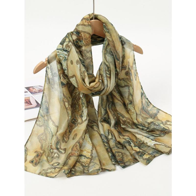 Watercolor Tie-Dye Scarf Shawl Travel With Polyester Long Scarf Turkey Middle East Headscarf