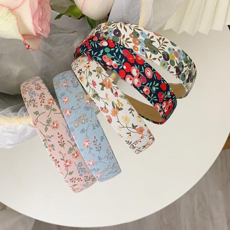 3PCS Instagram Retro Floral Plaid Hair Hoop Korean Wide Brimmed Headband Small Fresh Hair Clip Super Fairy Hair Accessory