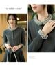 Women's Pure Wool Lace Ruffle Collar Knit Cardigan with Color Block Design