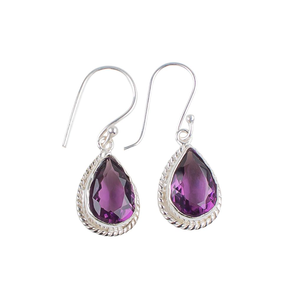 African Amethyst Gemstone 925 Sterling Silver Jewelry Drop/Dangle Earrings 1.40" EE-9-3