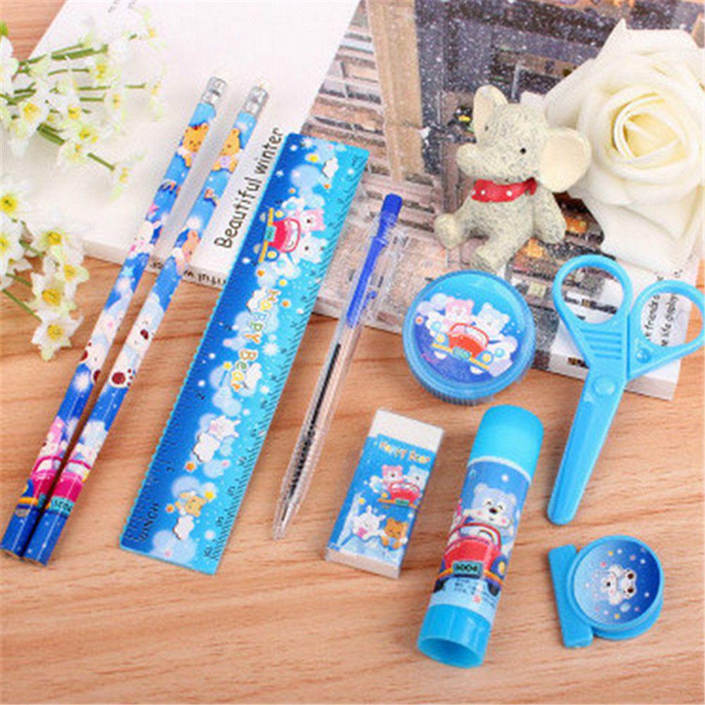 School Kids Pencil Stationery Set Earser Sharpener Ruler-buy at a low ...