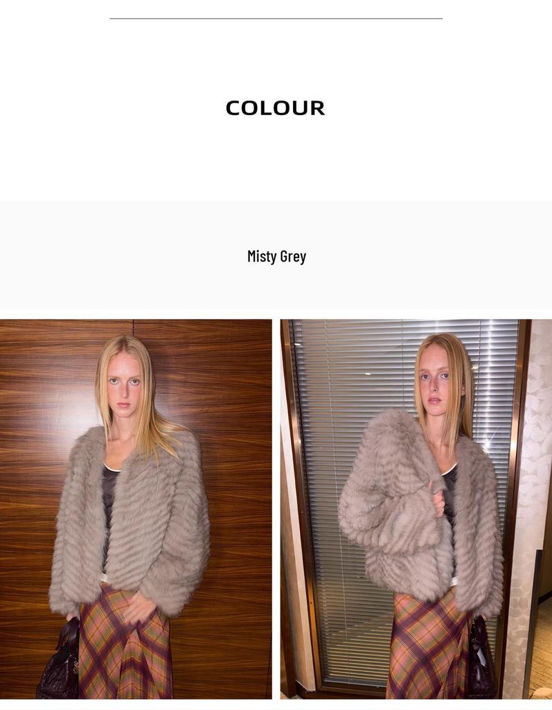 North Elk Long Island Lover Women's Fox Fur Coat - Short, Wide Fluffy Style.