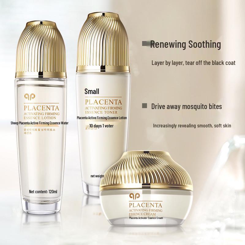 Korean Beauty Skincare Set: Firming & Hydrating Placenta Active Face Cream & Toner Lotion