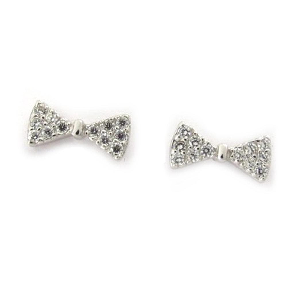 Les Trésors De Lily [K6621] - Srebrne kolczyki „Romantic Knot” srebrno-białe (rodowane) - 10x4 mm