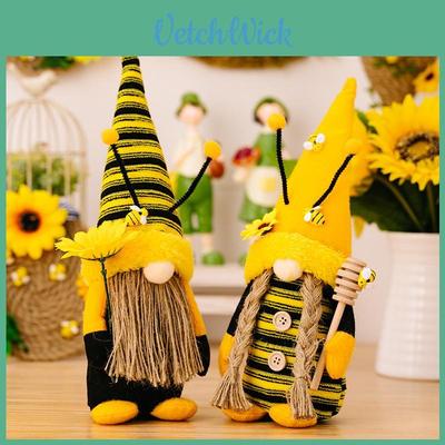 Adorable Knitted Bee Festival Gnome Doll With Antennas For Home Decoration