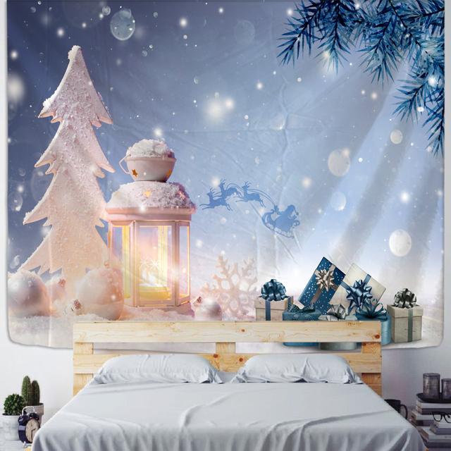 Snowman Pine Tapestry Hippie Bedroom Blanket Bedspread Dorm Decor Throw Cover Print Wall Hanging Indian Hand Wash Woven Muslim
