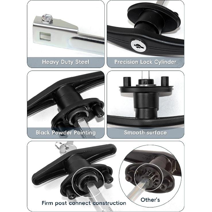 Truck Cap Camper Shell T-Handle Lock Latch Replacement Parts, Truck Bed Topper Door Locking Kit Accessories With Keys - Right Lock