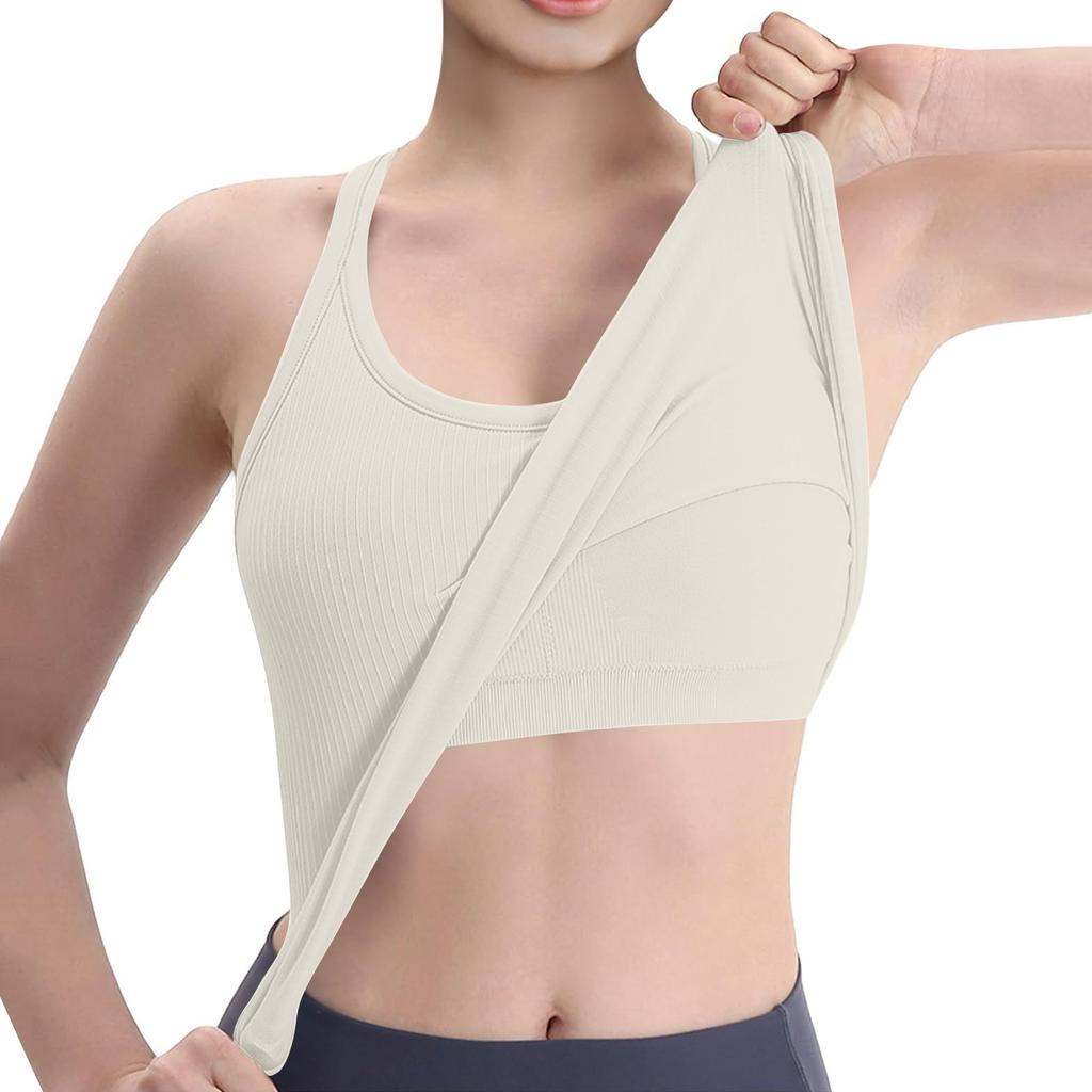 Breathable And Shock-absorbing Sports Bra With Chest Cushion And Herringbone Thread Top For External Wear