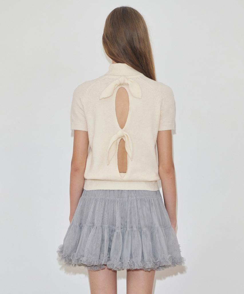 SINOON Rabbit Tie Half Sleeve Turtleneck Knit (Cream)