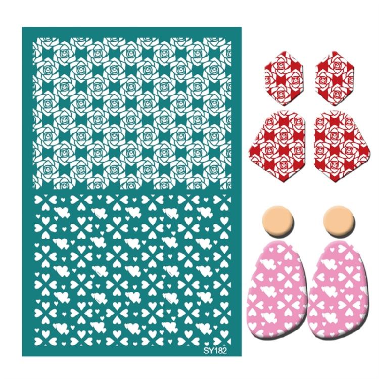 Valentines Day Silk Screen Stencils Reusable Earrings Screen Printing Stencils Lovely Heart Mesh Transfers Stencils