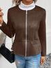 Giacca Cardigan da Donna alla Moda, Vestibilità Slim, Girocollo, Manica Lunga, con Zip