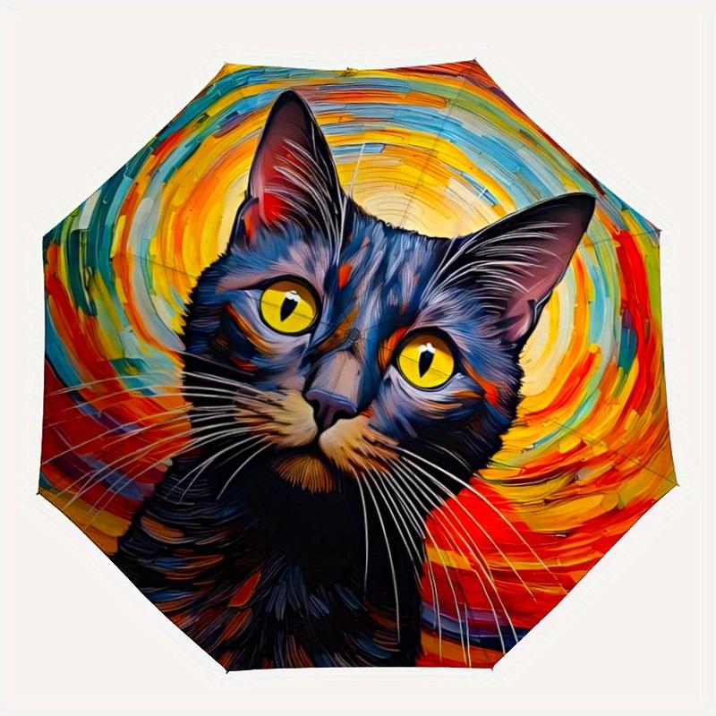 

1pc Colorful Cat Print Umbrella - 8-Rib Automatic Open/Close, Fashionable Compact Umbrella for Outdoor Adventures yy250813171
