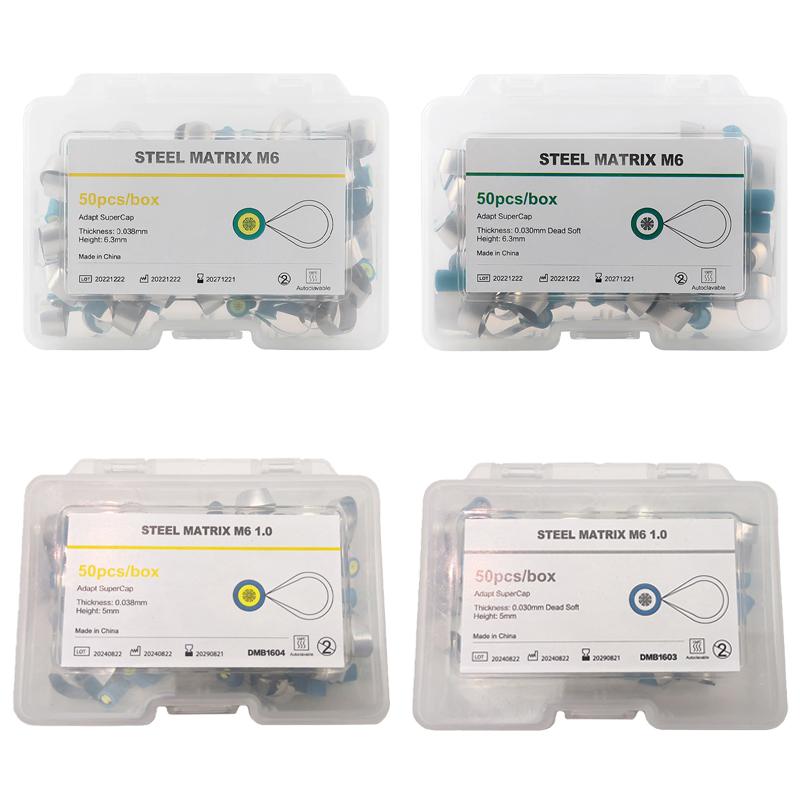 Dental Matrix Bands Metal Matrices 5mm Double-Side Contoured Anatomically Shaped Matrix Bands M6 Knob Type Loop Matrix