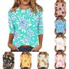 Women’s Casual Three Quarter Sleeve Floral Print Crew Neck Blouse Relaxed Fit Lightweight Top for Everyday Wear