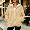Sweat à capuche zippé pour femme, manches longues, coupe ample, veste décontractée de couleur