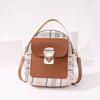 Women's backpack 20 new plaid contrasting color lock shoulder small backpack fashion casual mobile phone bag gift bag