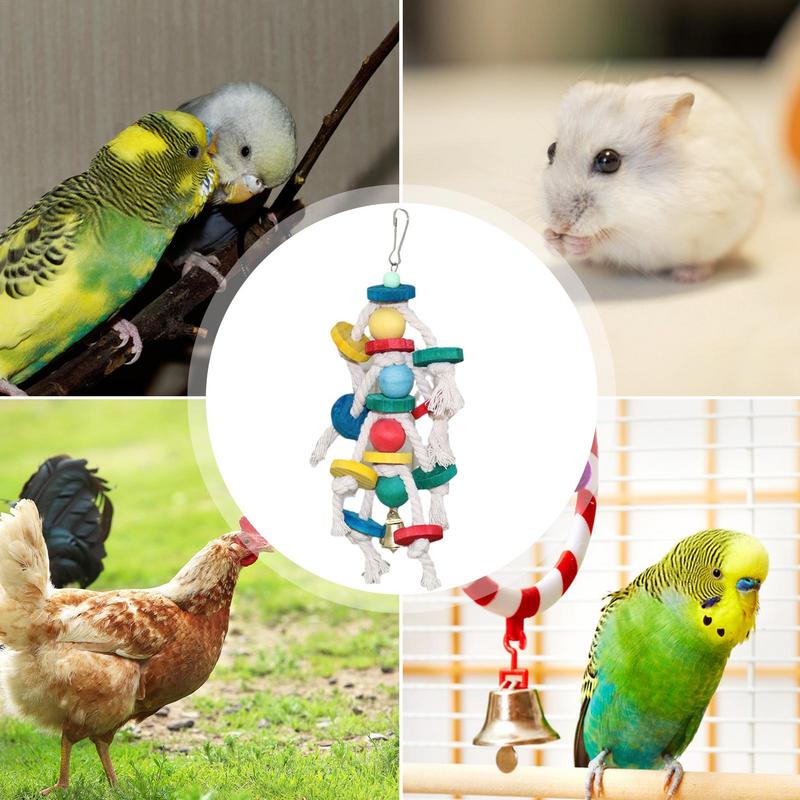 Bird Toys Multicolored Parrot Cage Bite Toys Parrot Toys For Foraging And Chewing Large Parrot Cage Bite Tearing Toys With