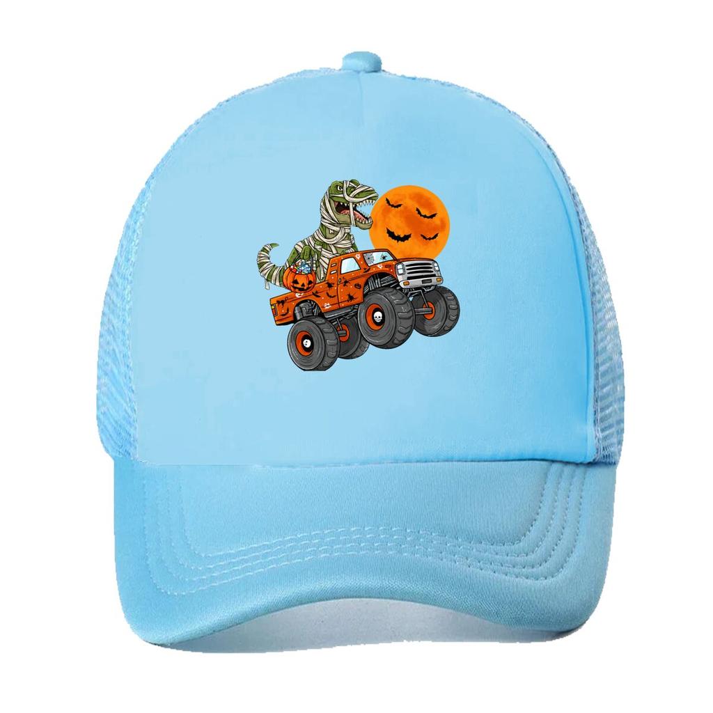 Halloween Mummy Dinosaur Monster Pumpkin Moon Bats Mesh Baseball Cap Casual Hat Outdoor  For Womens Unisex FeUnisex
