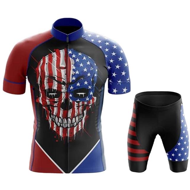 2026 Team Men Summer Skeleton Short Sleeve Cycling Jersey Set MTB Maillot Ropa Ciclismo Bicycle Wear Breathable Cycling Clothing