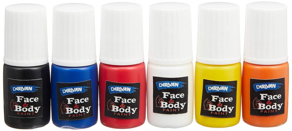 Delivan Face & Body Paint 4ml Mini Bottles, Standard Colors, Set of 6 (50000724)