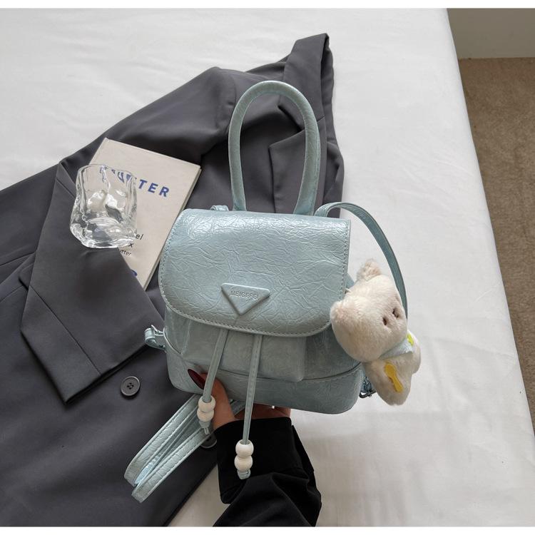 Schoolbag1011 New Retro Fashion Solid Color Backpack Women's Bag Spring and Summer Foreign Style Casual Hand Scratching Travel Small Backpack Tide