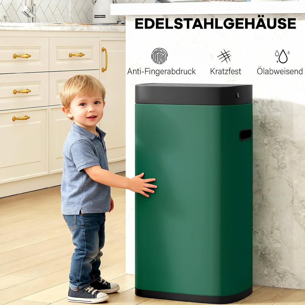 Bidone Sensore da 50L, Bidone Automatico da Cucina, Comando Manuale, Alimentato a Batteria, Senza Sacco Interno, per Cucina, Camera da Letto