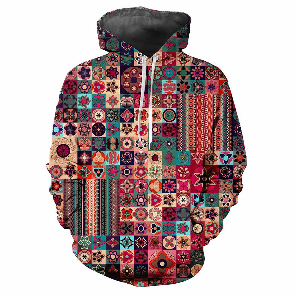Men's Digital Printed Personalized Plaid Pattern Hoodie, Fashionable and Trendy New Style