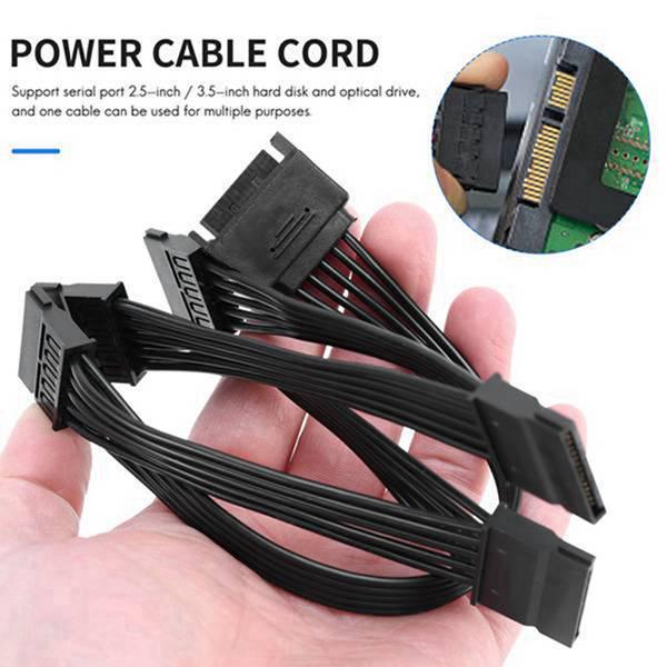 

Set of 2 Black PVC 15-Pin Serial Port to 5-Way SATA Hard Drive Power Cables Other