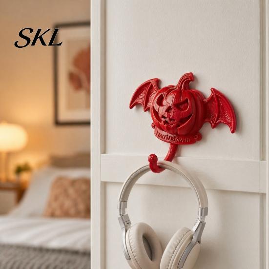 Multi-color Halloween Hooks Devil Pumpkin Bat Wall Hook, No-Drill Adhesive Hook for Keys Small Pendant Hanger Bags, Strong Sticky Damage-Free
