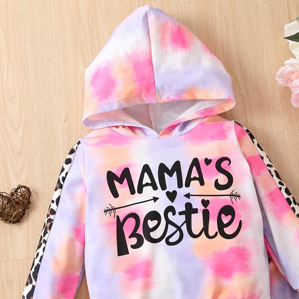 Kids' Cross-Border Tie-Dye Patchwork Hoodie & Sweatpants Set, Autumn/Winter Fashion