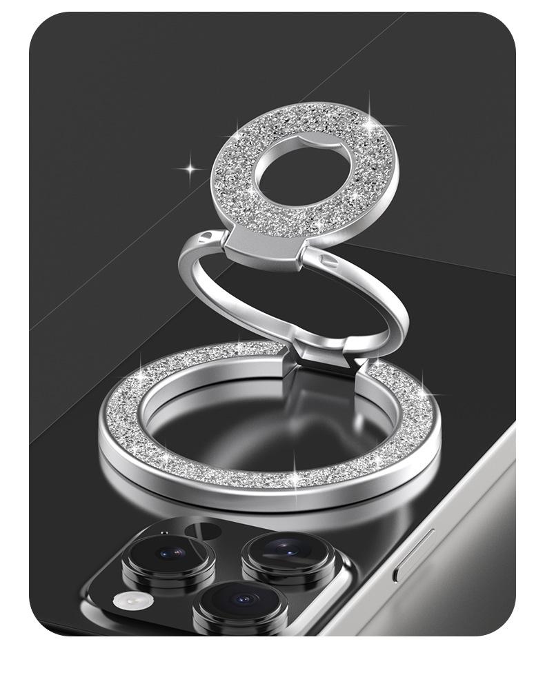 Support de téléphone magnétique double face à paillettes, support de bureau rotatif à 360°