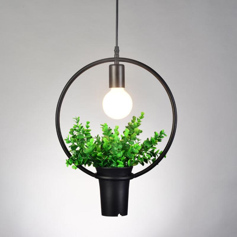 LED Industrial Style Wrought Iron Plant Pendant Ceiling Lamp for Decoration