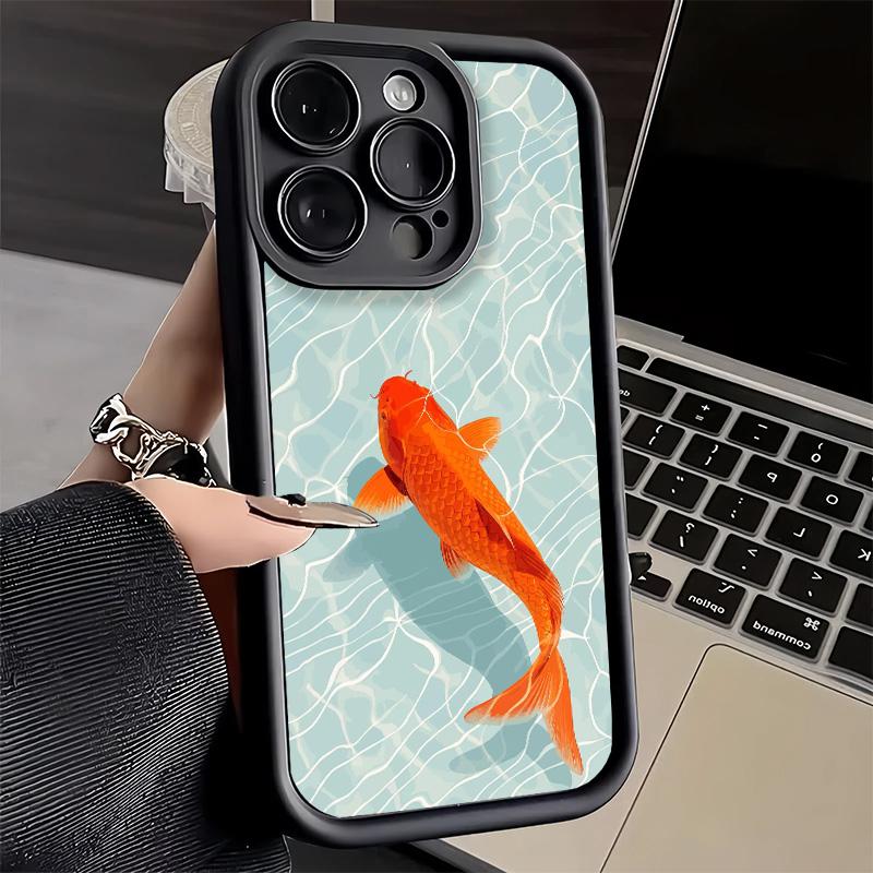 Phone Case for iPhone 17 Air 16E 15 16 Pro Max Golden Carp Lucky Koi Cover 14 Plus 13 12 Mini Soft Shell Silicone Fundas