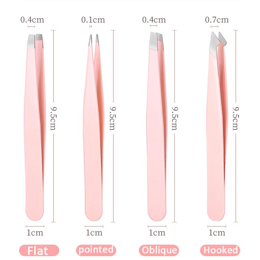 4Pcs Eyebrow Clips Multicolored Tweezers Set for Women Great Precision for Ingrown Hair Splinter Facial Hair Removal Beauty Tool