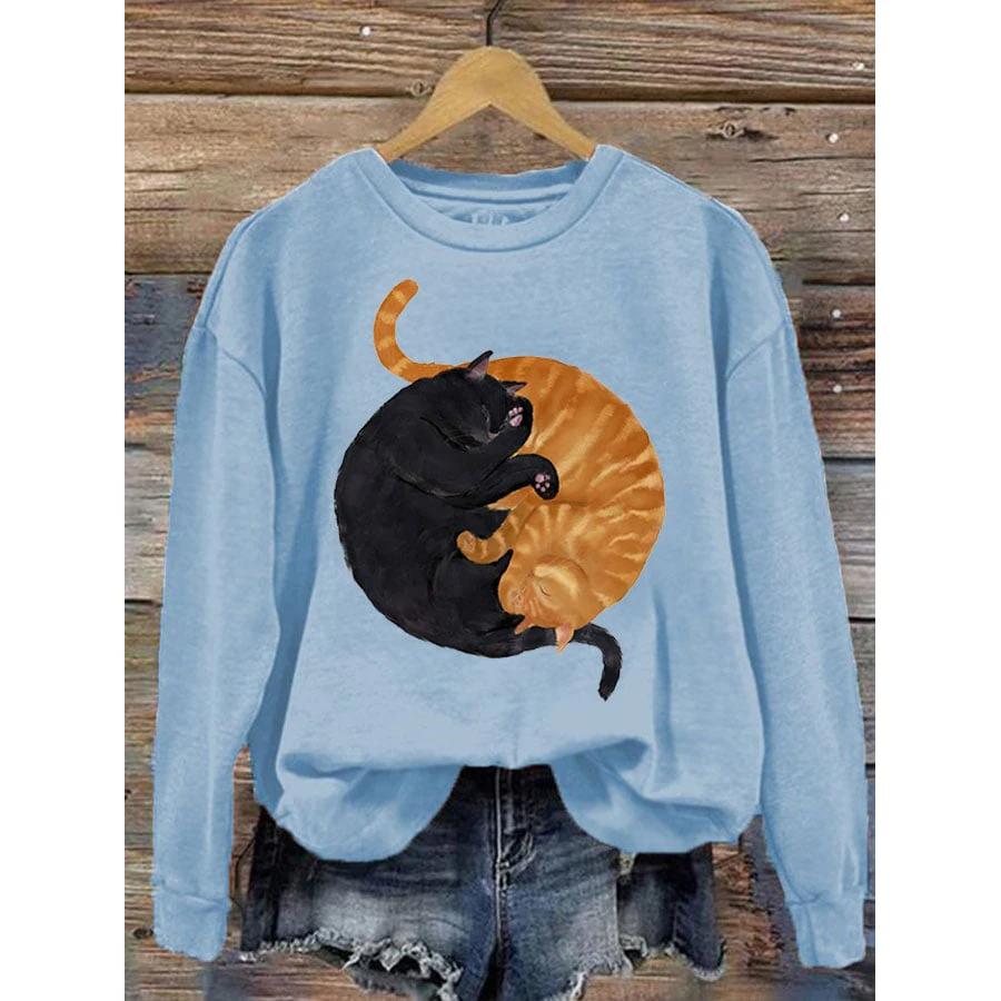 Lovely Cat Sweatshirts Women Fashion 3D Print O-Neck Hoodies Sweats Kawaii Pullovers Coat Long Sleeve Clothes Girls Clothing