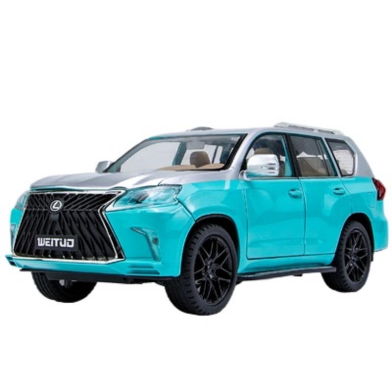 

1/18 LEXUS LX570 SUV Toys Модель автомобиля из литого металла Гигантский внедорожник Моделирование Звук Свет Хобби Коллекционная детская игрушка Подарок синий