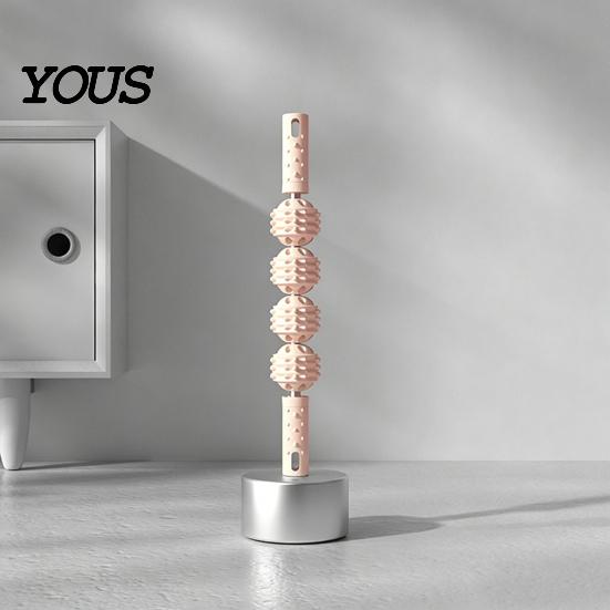 Back Massage Stick Foam Roller 4-Ball Stick, Deep Tissue Muscle Sore Pain Relief Arm Massager, Massager for Leg Belly