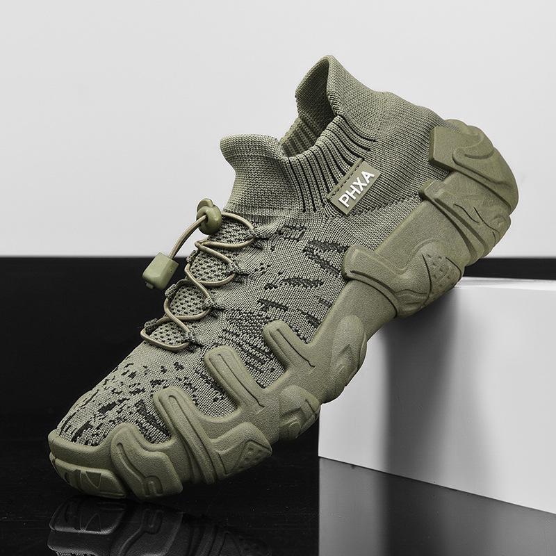 Flying Woven Breathable Lazy Shoes Outdoor Personalized Thick-soled Non-slip Wear-resistant Sports Shoes Running Casual Shoes