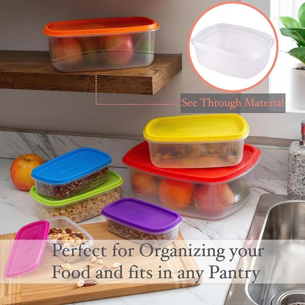 7Pcs Plastic Freshing Box Rainbow Food Sealed Box Reusable Sealed Food Container Household