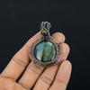 Labradorite Pendant, Handmade Gemstone 999 Copper Wire Wrapped Pendant Antique Jewelry, For Gift Silver Jewelry
