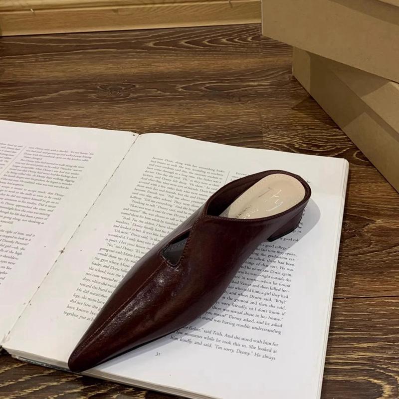 Fashion SUOJIALUN 2025 Spring New Brand Women Slipper Fashion Pointed Toe Slip On Ladies Elegant Mules Shoes Square Low Heel Dress Sanda