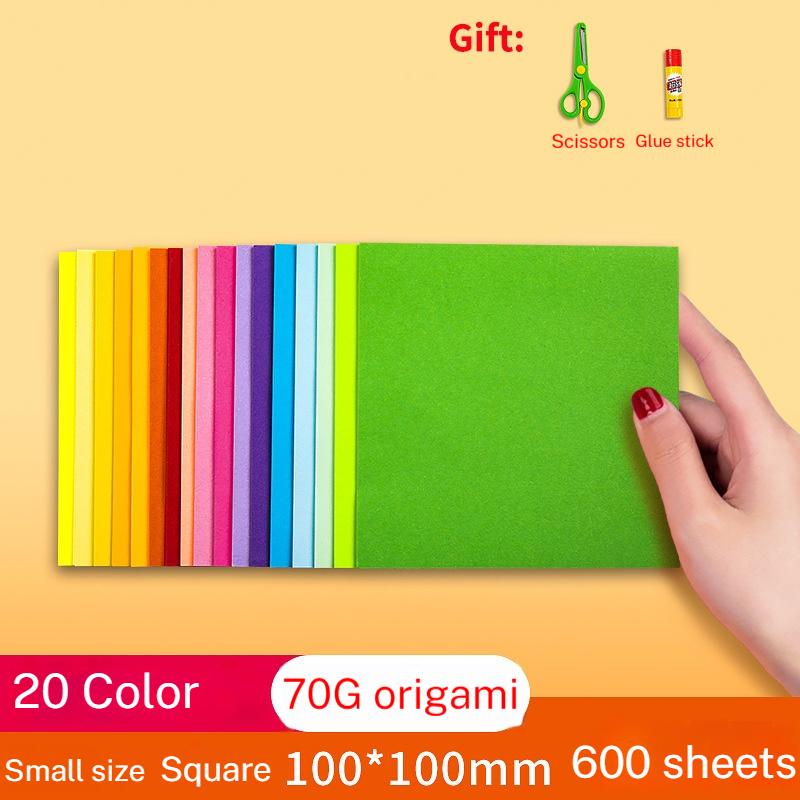 Square Origami Paper Double Sides Solid Color Folding Lucky Wish Paper Crane Multicolor Handmade DIY Scrapbooking Craft Decor