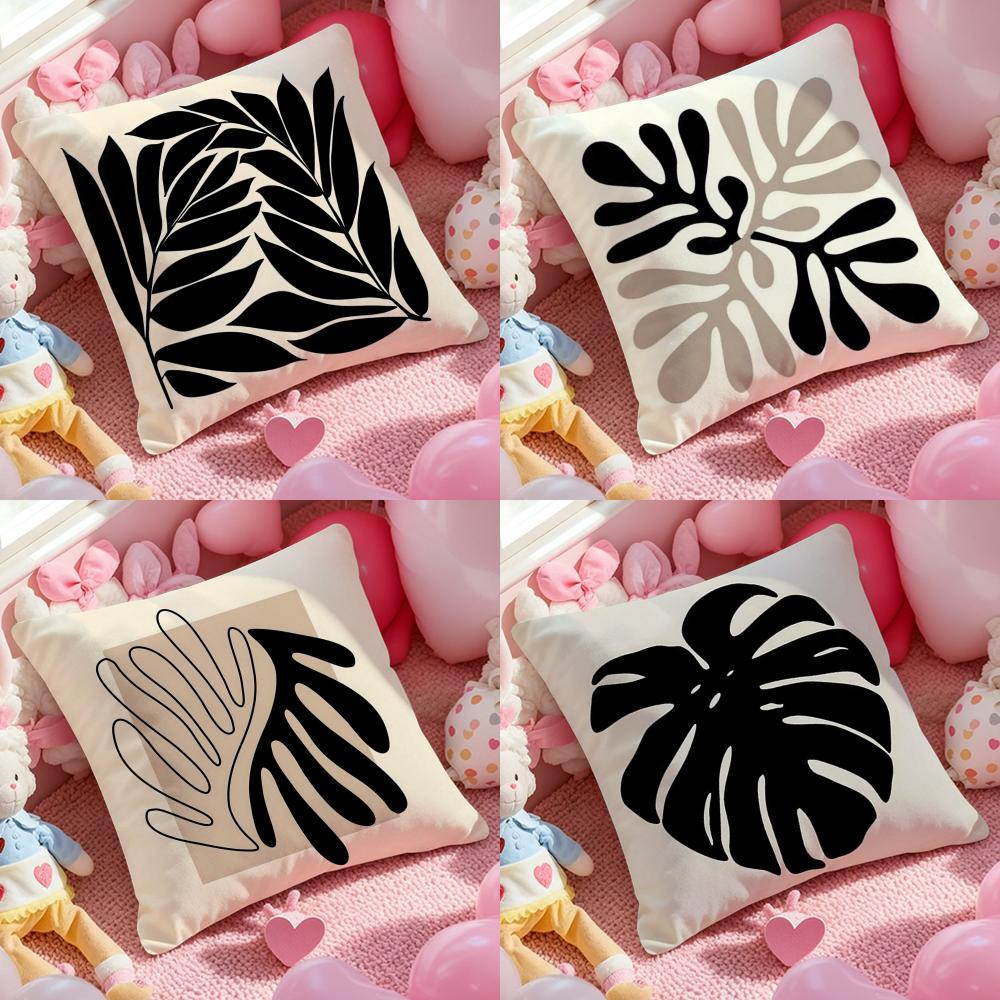 Classic Modern Flowers Cushion Cover Anti-dustmite Pillowcase Invisible Zipper Silky Short Plush Sofa Cushion Cover