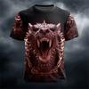 Summer Street Style Fashion T-Shirt Men's Urban Casual Short-Sleeve Top Outdoor Fierce Animal Prints Round Neck Pullover Tee