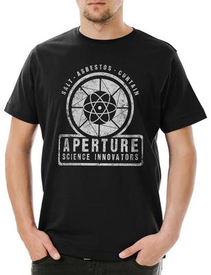 Camiseta Vintage Aperture Science Innovators para Hombre Gamer Shooter Divertida Nerd