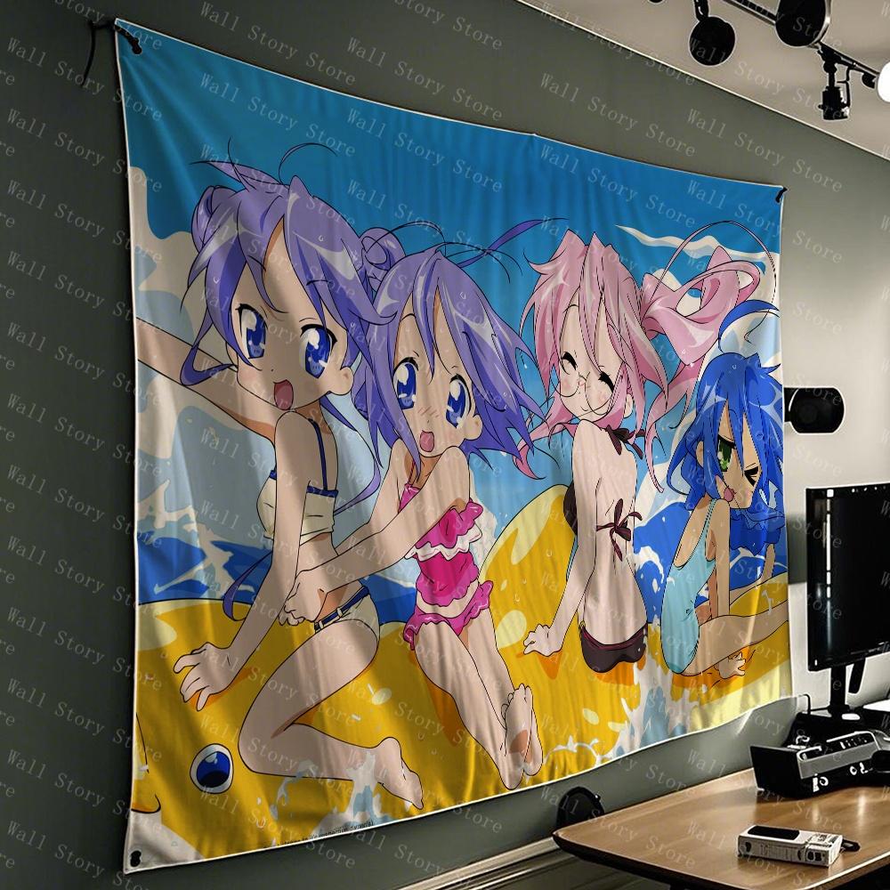 Konata Izumi LLucky Star Flag Tapestry Funny Banner For College Room Bedroom Outdoor Living Room Wall Art Decor Party Tapestry