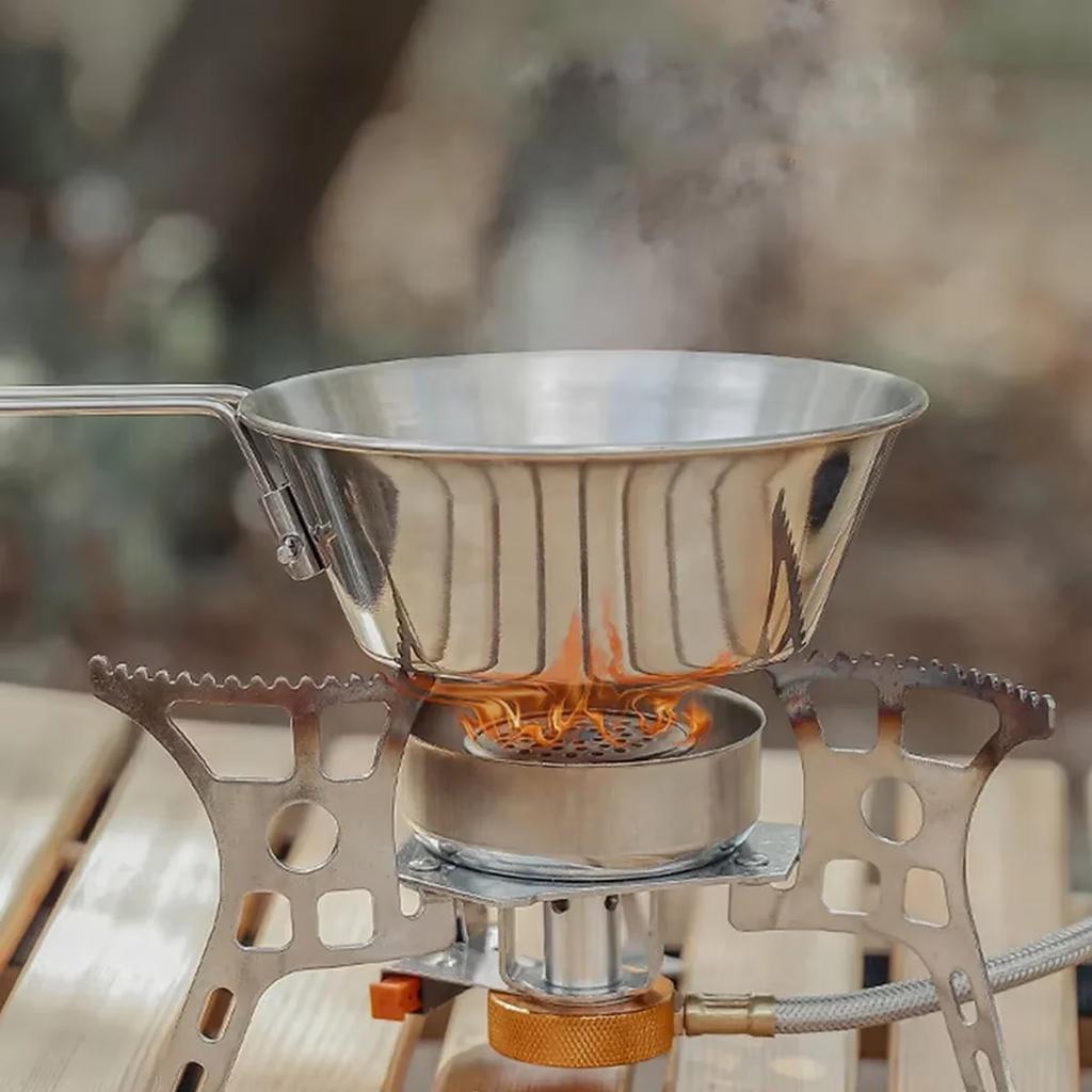 1PC - Outdoor Stainless Steel Snow Bowl Camping Utensil Set Portable And Foldable Picnic Barbecue Bowl