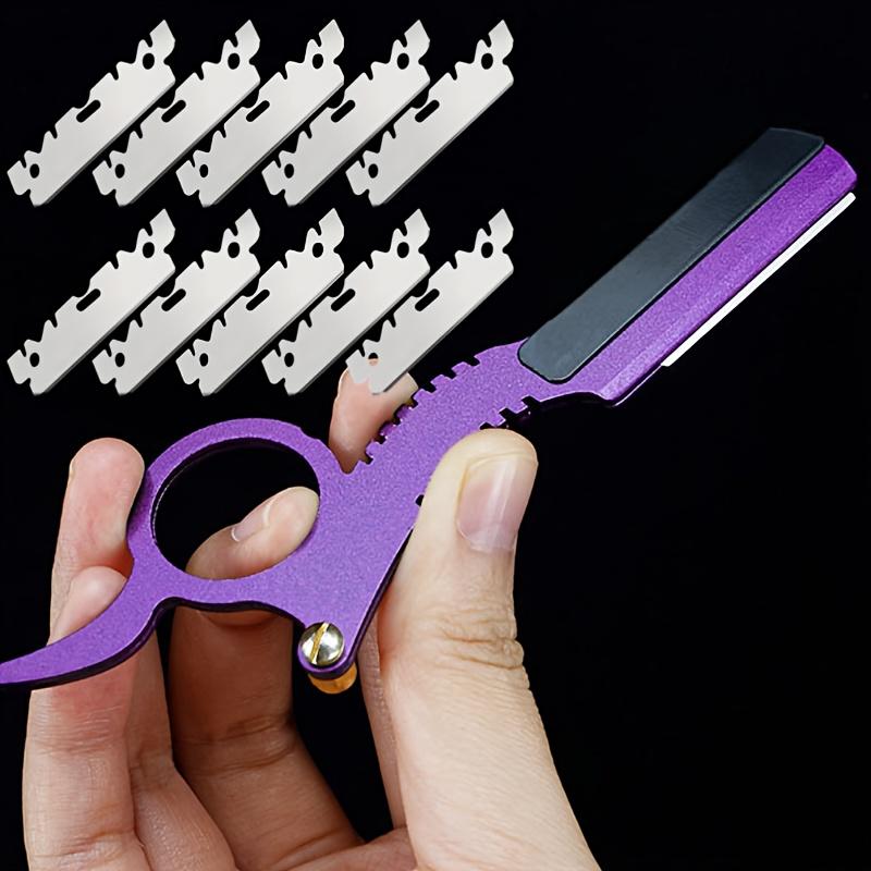 

[10 шт. Ретро бритва] Набор из 10 ретро бритв для мужчин | Лезвия из нержавеющей стали, регулируемое натяжение | Бритье, стрижка волос, формирование бороды и подравнивание бровей