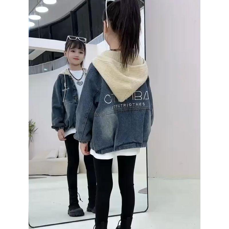 

Стильная корейская повседневная джинсовая верхняя одежда для детей от интернет-знаменитости Creamy-white not Fleece-lined 160cm